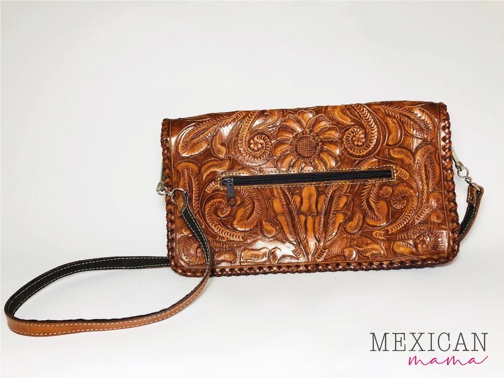    Luxury_Ladies_Clutch_Handbag_Brown_Floral_Design
